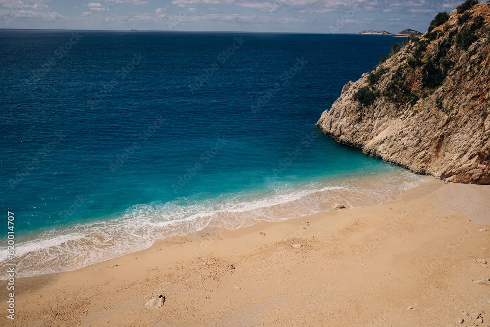 Kaputas beach with blue water on the coast of Antalya region in Turkey - may 2023