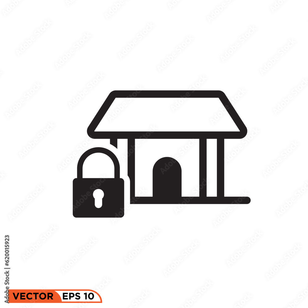 Home lock icon vector graphic of template Home lock icon vector graphic of template