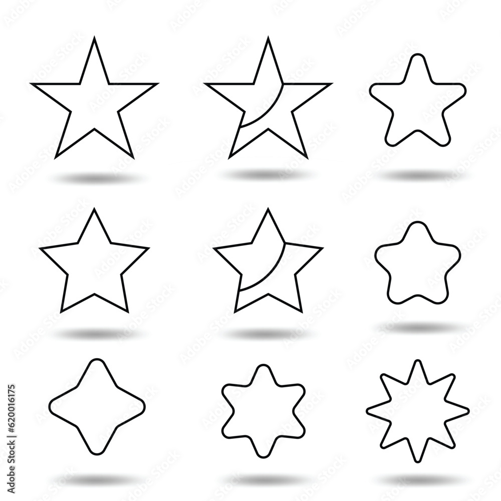 Set of new style black vector star isolated on white. Vector symbols star isolated on white background. Star icons. Twinkling stars. Sparkles, shining. Set of new style black vector star isolated on white. Vector symbols star isolated on white background. Star icons. Twinkling stars. Sparkles, shining.