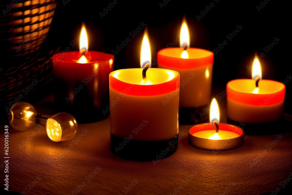 Warm and Inviting Glow of Flickering Candles. AI Generated. Warm and Inviting Glow of Flickering Candles. AI Generated.