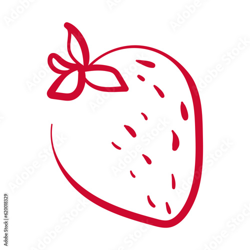 Strawberry outline logo, simple linear design depicting juicy fruit