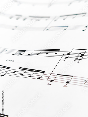 a close up of music notes