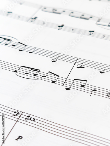 a close up of music notes