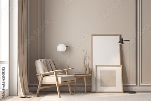 Frame mockup with room interior