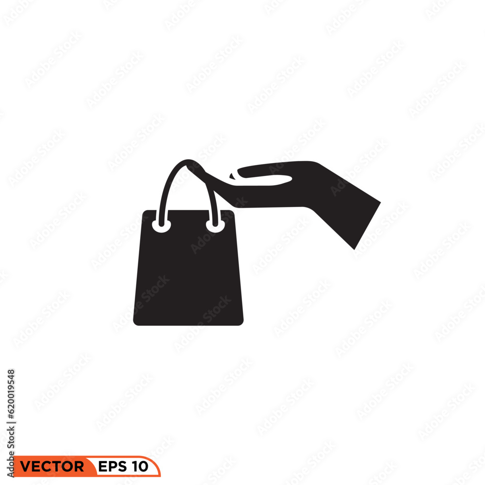 Shopping bag icon vector graphic of template Shopping bag icon vector graphic of template