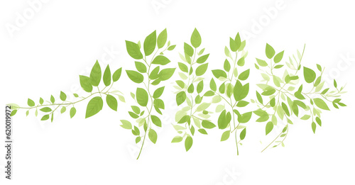 set of watercolor green leaves on transparent background, generative ai © Nisit