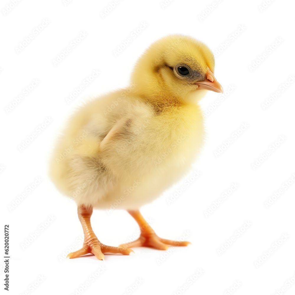 Cute little chicken isolated on white background. Baby chicken. Little yellow chick, Generative AI Cute little chicken isolated on white background. Baby chicken. Little yellow chick, Generative AI