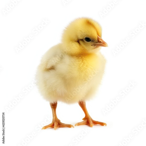 Cute little chicken isolated on white background. Baby chicken. Little yellow chick, Generative AI