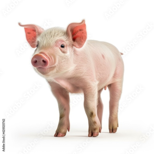 Piglet who on a white background in a photo studio, Generative AI
