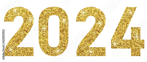 numbers 2024 made of glitter on transparent background