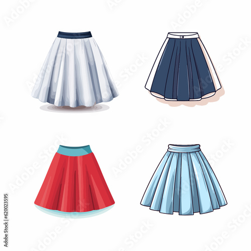 skirt flat vector set illustration fashion