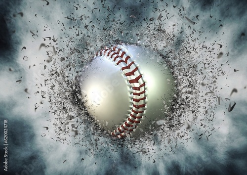 3d illustration of a baseball ball spewing smoke