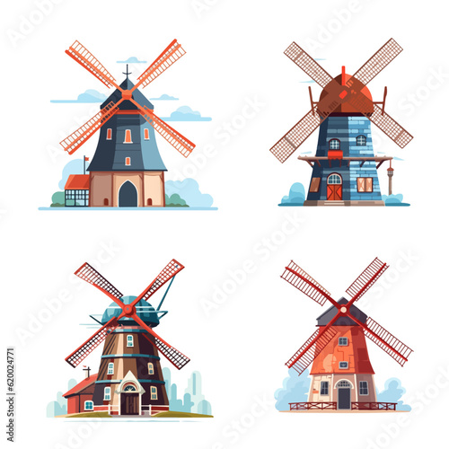 old windmill illustration vector design