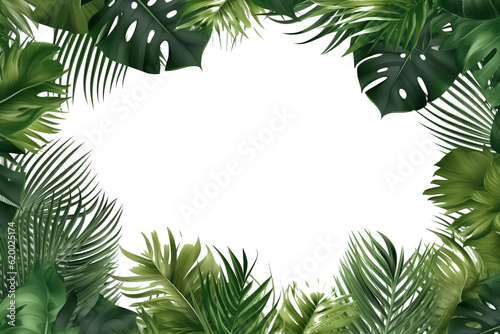 Palm tree leaves. isolated Green tropical leaf of palm coconut tree on transparent background  beach floral background