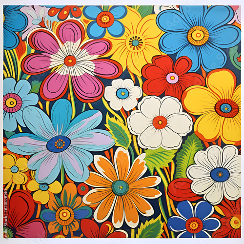 seamless pattern with flowers colorful  AI generated