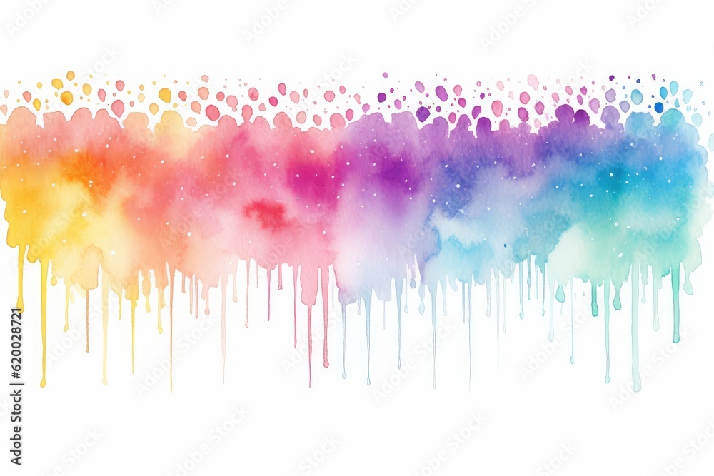 Fototapeta premium Rainbow watercolor banner white background