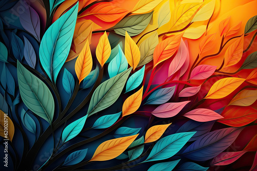 Abstract plant with leaves in different colors. generative ai © VertigoAI