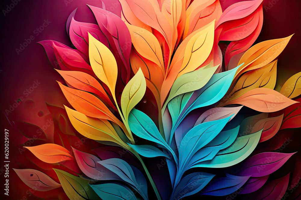 Abstract plant with leaves in different colors. generative ai Abstract plant with leaves in different colors. generative ai