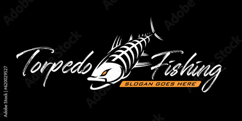 Fishing logo Trout fish isolated. modern vintage rustic logo design