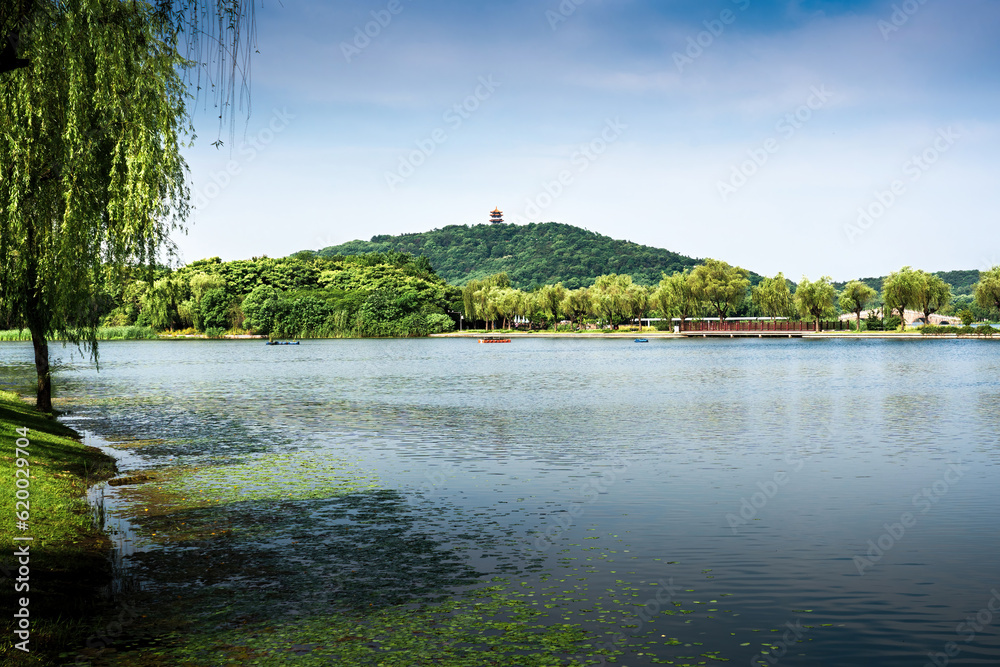 Fototapeta premium Nice city park by the lake