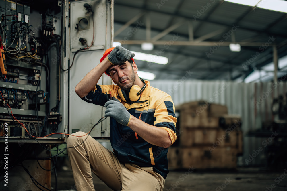 Factory electrician's extended work hours and demanding tasks lead to stress, anxiety, fatigue, causing headache, exhaustion. Maintenance, automation, safety are crucial in addressing this challenge. Factory electrician's extended work hours and demanding tasks lead to stress, anxiety, fatigue, causing headache, exhaustion. Maintenance, automation, safety are crucial in addressing this challenge.