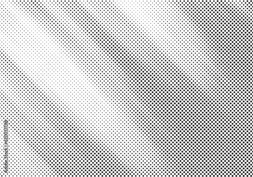 Monochrome Dots Background. Fade Texture. Vintage Pop-art Backdrop. Grunge Black and White Overlay. Vector illustration.