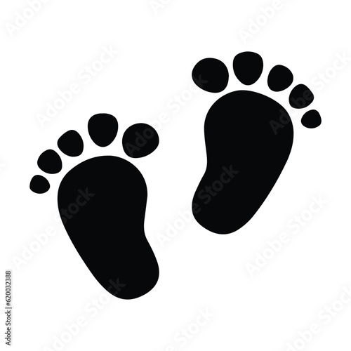 Baby feet, baby footprints, baby girl sticker icon