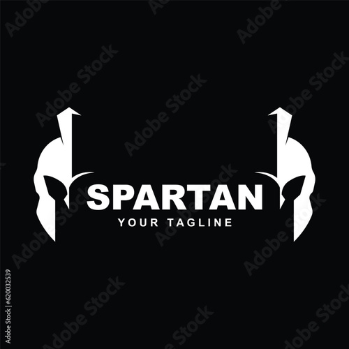 shield and helmet of the Spartan warrior symbol, Spartan helmet logo vector illustration