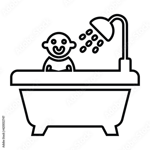 Baby shower, baby bath, baby tub sticker icon