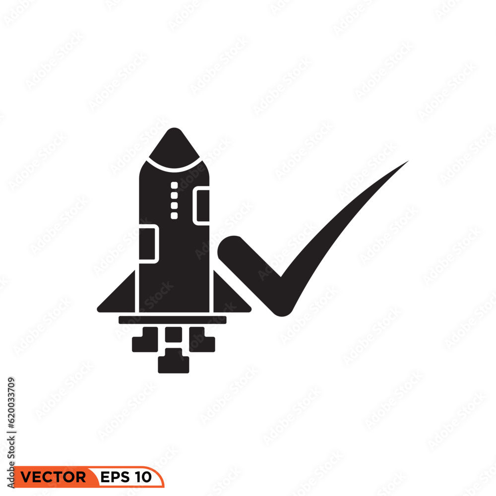 Rocket approval icon vector graphic of template 
