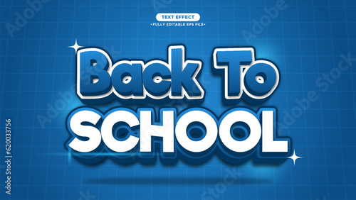 Back to School 3D Text Effect Fully Editable with Blue Color Style