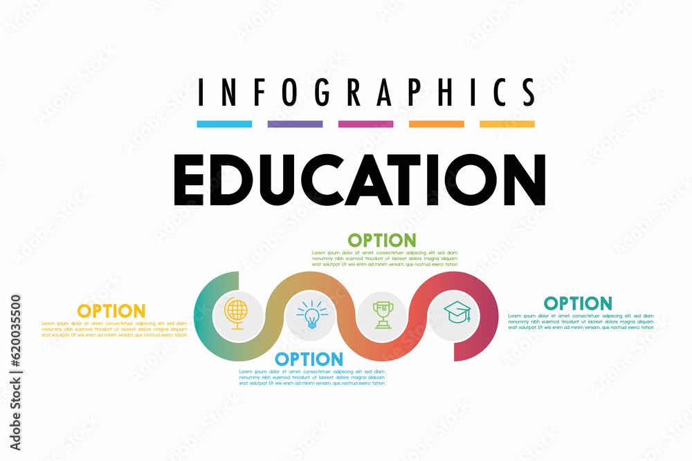 Education infographic template 4 step option. Timeline infographic design and marketing icons for presentation, workflow layout, diagram, annual report, web design. Education infographic template 4 step option. Timeline infographic design and marketing icons for presentation, workflow layout, diagram, annual report, web design.