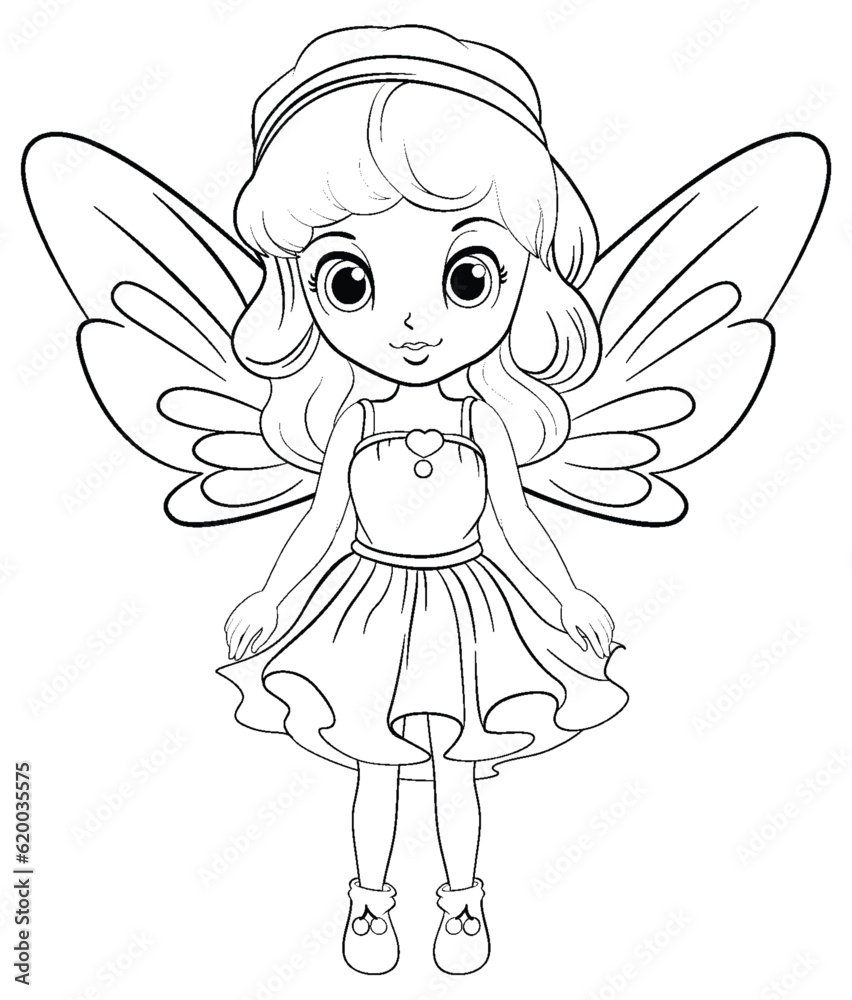 Doodle fairy outline cartoon Doodle fairy outline cartoon