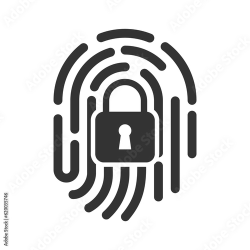 Vector illustration of padlock fingerprint icon in dark color and transparent background(PNG).