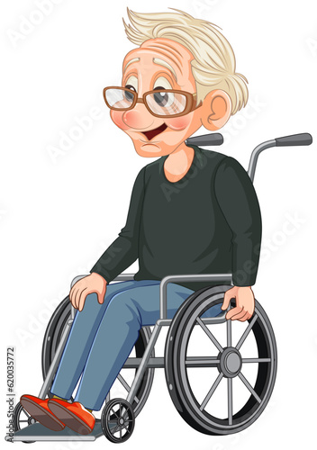 Old Man Sitting on Wheelchair