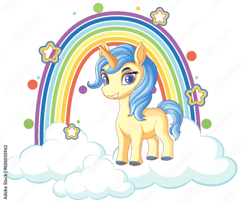 Unicorn on cloud with rainbow Unicorn on cloud with rainbow