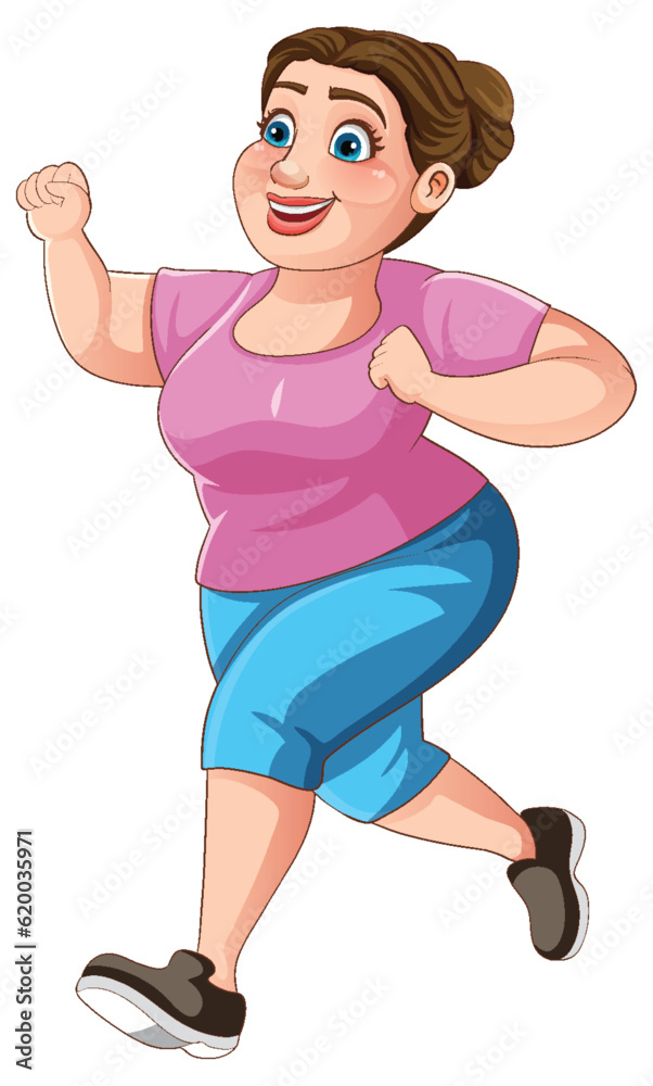 Chubby Woman Running Pose Cartoon Character Chubby Woman Running Pose Cartoon Character