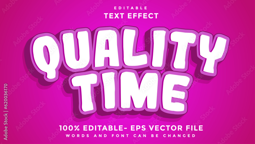 3d Minimal Word Quality Time Editable Text Effect Design, Effect Saved In Graphic Style