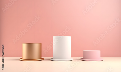 3D Podium Minimalist Cylinder Pedestal Product Display Presentation Geometric Platform Stage Pastel Background