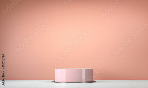 3D Podium Minimalist Cylinder Pedestal Product Display Presentation Geometric Platform Stage Pastel Background