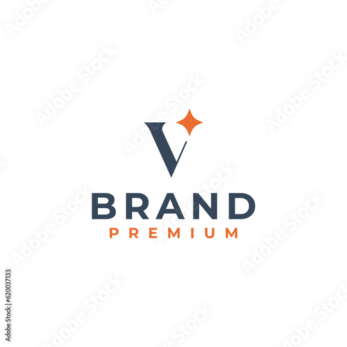 initial letter v star real estate logo