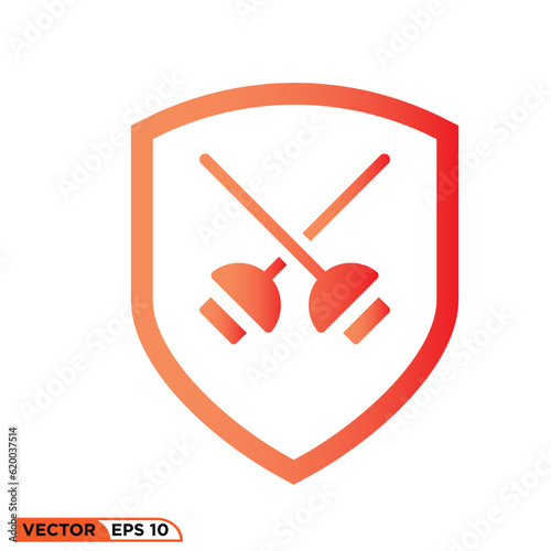 Kendo sword shield icon design vector graphic of template, sign and symbol