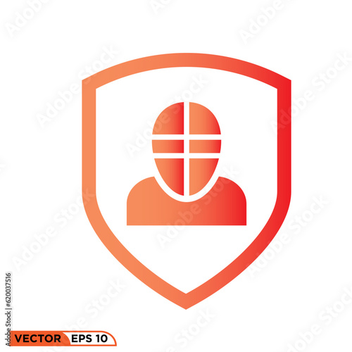 Kendo shield icon design vector graphic of template, sign and symbol