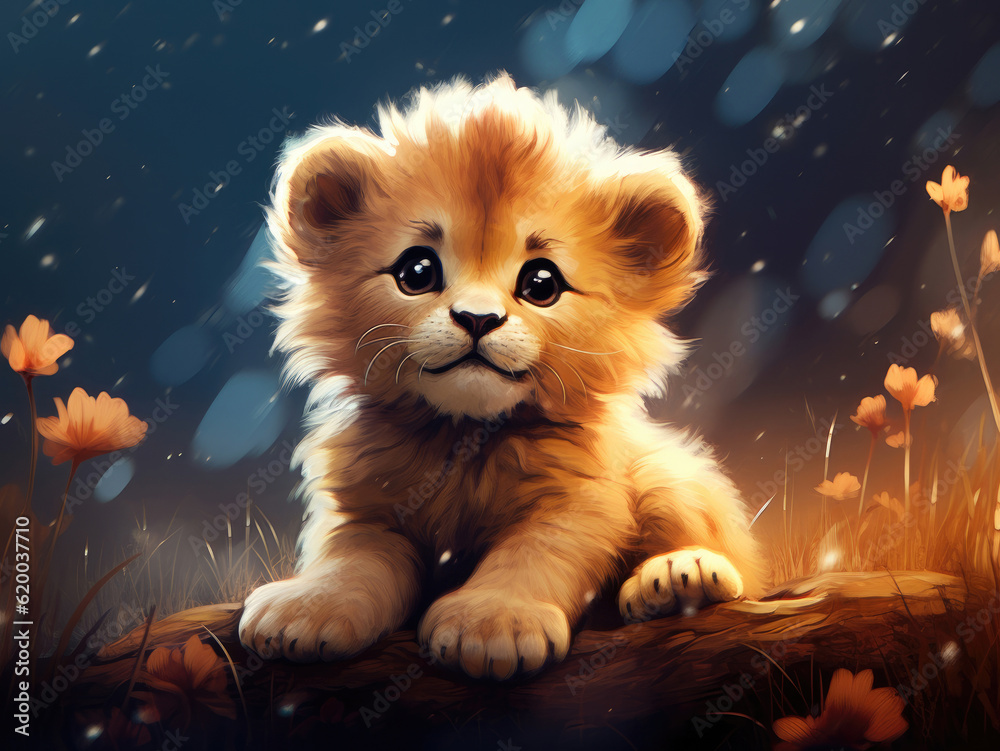 Cartoon cute little lion