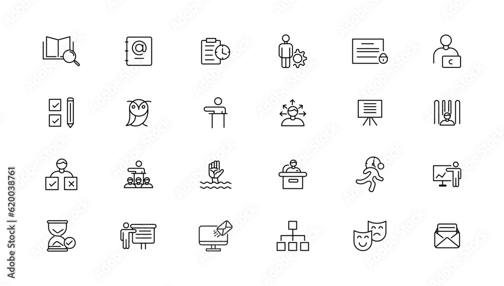 Minimal Teamwork in business management icon set - Editable stroke,Outline icons collection. Simple vector illustration.