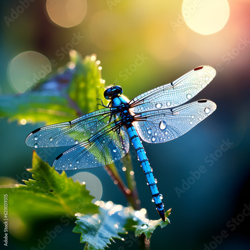 A dragonfly on a branch with the word dragonfly on it AI Generated © Hadi