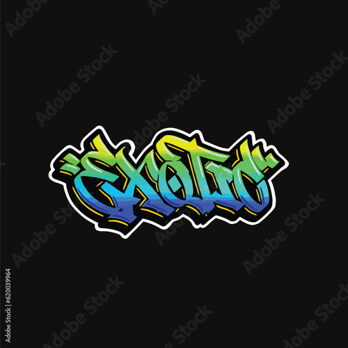 exotic word text street art graffiti tagging for clothing brand
