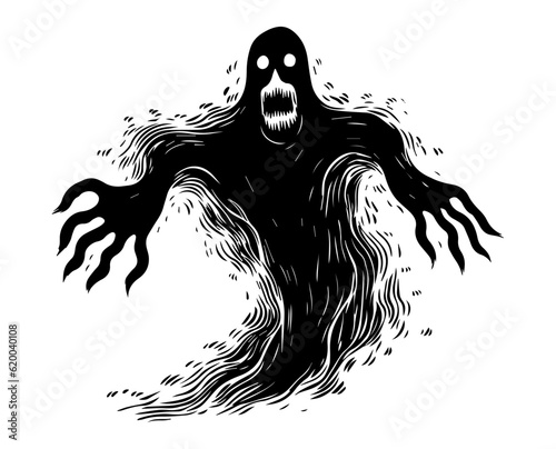 Scary Ghost Halloween Tattoo Print Ink Fear Joy Amusement Park Lunapark