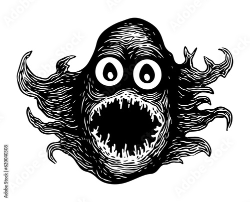 Scary Ghost Halloween Tattoo Print Ink Fear Joy Amusement Park Lunapark