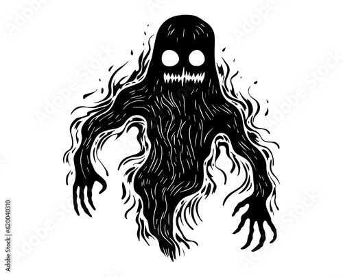 Scary Ghost Halloween Tattoo Print Ink Fear Joy Amusement Park Lunapark